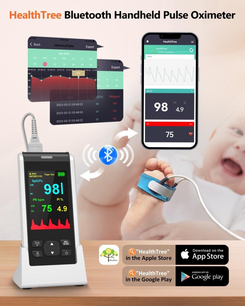 
Fingertip Pulse Oximeter Overnight Continuous Handheld Pulse Oximeter for Adult Infant and Baby